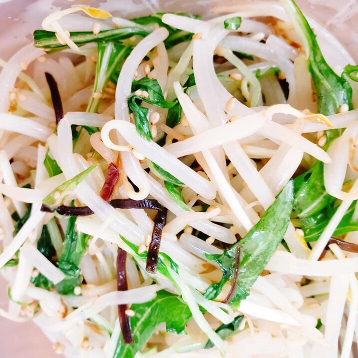 もやしと水菜の塩昆布あえ